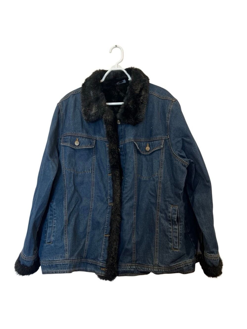 Dennis Basso Faux fur lined denim jacket Sz.2XL